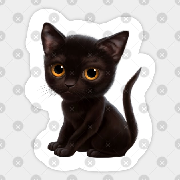 Cat-a-clysm Bombay kitten Sticker by ikerpazstudio